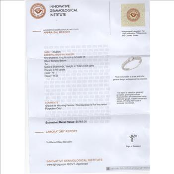 Hot Deal! $5,765 Value! 0.46 Cts IGI Certified Natural Diamonds Designer Ring NEW