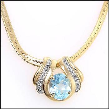 New! 6.12 Ctw Natural Blue Topaz & Diamond Designer 18KGP Necklace MSRP $1,985!