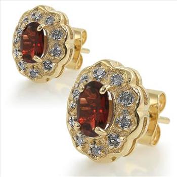 New! 1.02 Ctw Natural Garnet & Diamond 18KGP Designer Earrings MSRP $1,485!