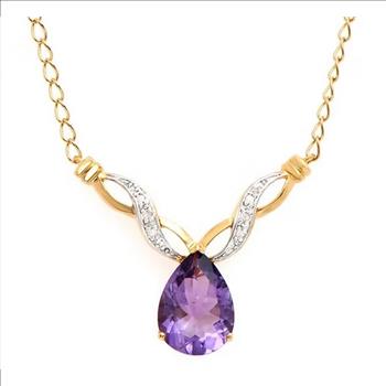 New! 3.61 Ctw Natural Amethyst & Diamond Designer 18KGP Necklace MSRP $1,885!
