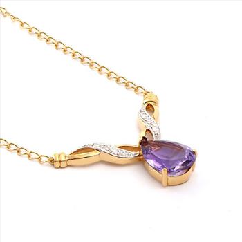 New! 3.61 Ctw Natural Amethyst & Diamond Designer 18KGP Necklace MSRP $1,885!
