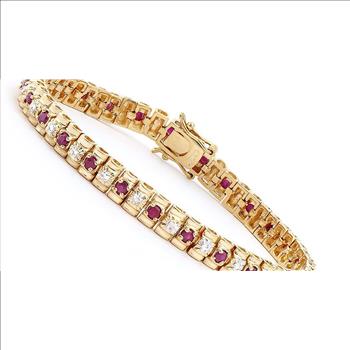 New! 2.52 Ctw Natural Ruby Diamond 18KGP Designer Bracelet MSRP $2,295