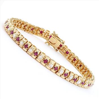 New! 2.52 Ctw Natural Ruby Diamond 18KGP Designer Bracelet MSRP $2,295