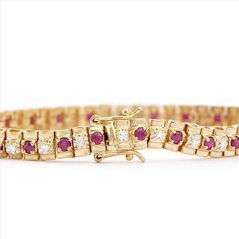 New! 2.52 Ctw Natural Ruby Diamond 18KGP Designer Bracelet MSRP $2,295