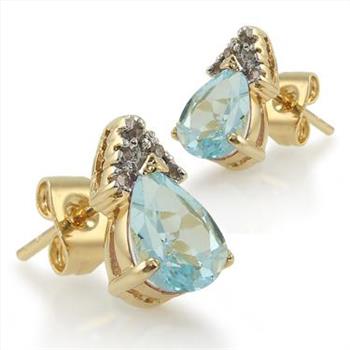 New! 2.73 Ctw Natural Blue Topaz & Diamond Designer 18KGP Necklace MSRP $1,465!