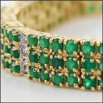 New! 6.38 Ctw Natural Green Agate & Diamond 18KGP Designer Bracelet MSRP $2,875!
