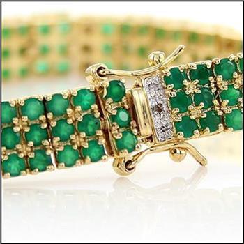 New! 6.38 Ctw Natural Green Agate & Diamond 18KGP Designer Bracelet MSRP $2,875!