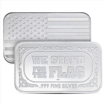 Great Investment! American Flag Design Silver Bar 1 Ounce .999 Pure  IRA Approved 