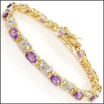 New 5.31 CTW Natural Amethyst & Diamond Designer Bracelet MSRP $2,365!