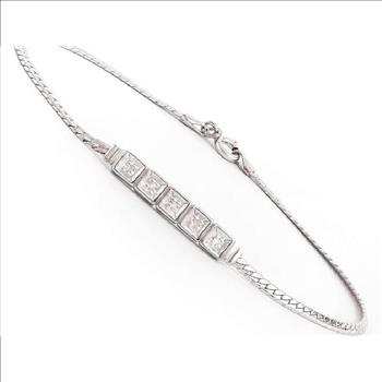 New! 0.10 cts Natural Diamond Rhodium Sterling Silver Designer Bracelet MSRP $2,265!