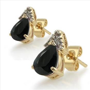 New! 2.93 Ctw Natural Sapphire & Diamond Designer 18KGP Earrings MSRP $1,665!