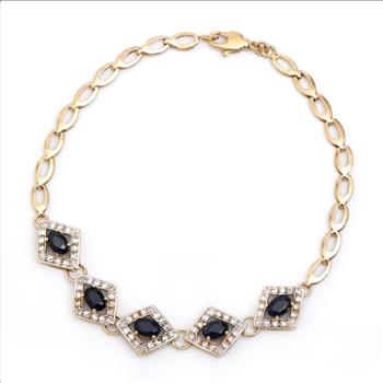 New! 3.31 Ctw Natural Sapphire & Diamonds 18KGP Designer Bracelet MSRP $1,575