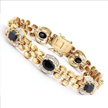 New! 11.10 Ctw Natural Sapphire & Diamonds 18KGP Designer Bracelet MSRP $2,675