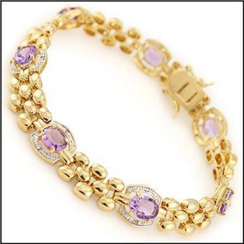 New! 7.60 Ctw Natural Amethyst & Diamond Designer 18KGP Bracelet MSRP $2,785!