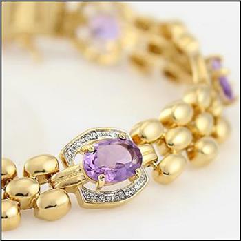 New! 7.60 Ctw Natural Amethyst & Diamond Designer 18KGP Bracelet MSRP $2,785!