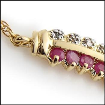New! 0.75 Ctw Natural Ruby & Diamond Designer 18KGP Necklace MSRP $1,795!