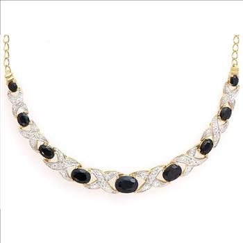 New 6.25 Ctw Natural Sapphire & Diamond Designer Necklace MSRP $2,375!