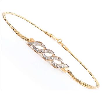 New! 0.14 Cts Natural Diamond 18KGP Sterling Silver Designer Bracelet MSRP $2,335!