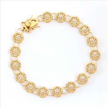 New! 0.21 Cts Natural Diamond 18KGP Sterling Silver Designer Bracelet MSRP $2,635!