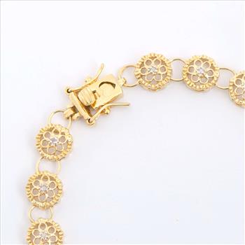 New! 0.21 Cts Natural Diamond 18KGP Sterling Silver Designer Bracelet MSRP $2,635!