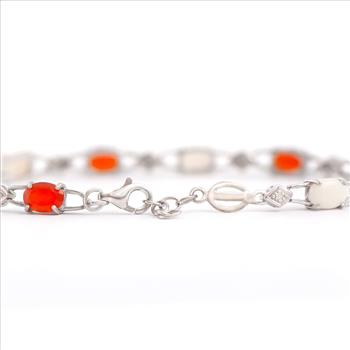 New! 8.09 cts Natural Diamond Opal Orange Agate Designer Bracelet MSRP $2,335!