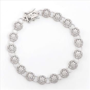 New! 0.21 Cts Natural Diamonds Sterling Silver Designer Bracelet MSRP $2,635!