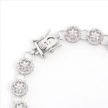 New! 0.21 Cts Natural Diamonds Sterling Silver Designer Bracelet MSRP $2,635!