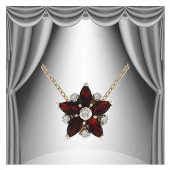 New! 0.85 Ctw Natural Garnet & Diamond 18KGP Designer Necklace MSRP $1,775!
