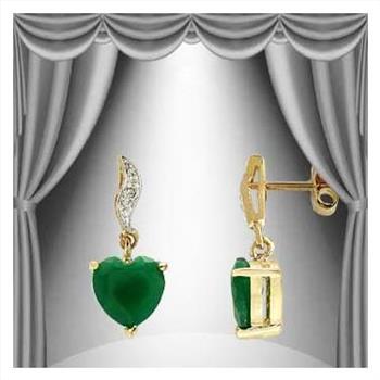 New! 1.12 Ctw Natural Green Agate Diamond 18KGP Designer Earrings MSRP $1,385!
