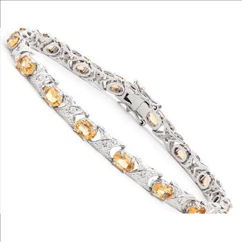 New 6.54 Ctw Natural Citrine & Diamond Designer Bracelet MSRP $2,395!