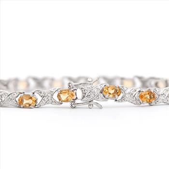 New 6.54 Ctw Natural Citrine & Diamond Designer Bracelet MSRP $2,395!