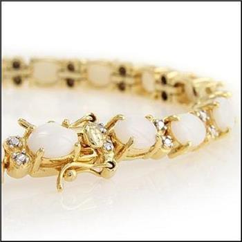 New! 9.15 Ctw Natural Opal & Diamond 18KGP Designer Bracelet MSRP $2,475!