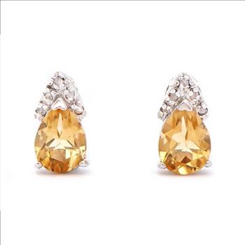 New  2.06 Ctw Natural Citrine & Diamond Designer 18KGP Earrings MSRP $1,695!