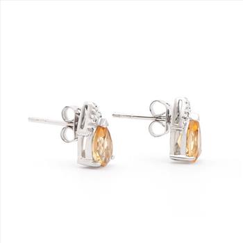New  2.06 Ctw Natural Citrine & Diamond Designer 18KGP Earrings MSRP $1,695!