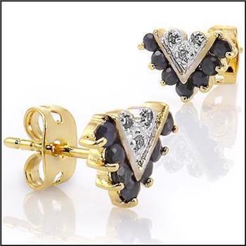 New! 0.78 Ctw Natural Sapphire & Diamond Designer 18KGP Earrings MSRP $1,485!