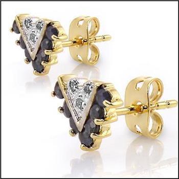 New! 0.78 Ctw Natural Sapphire & Diamond Designer 18KGP Earrings MSRP $1,485!