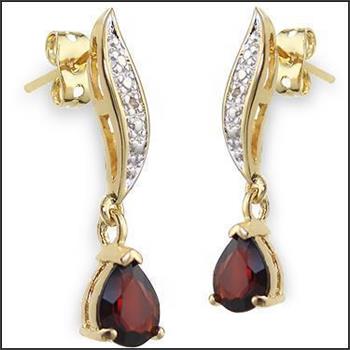 New 2.47 CTW Natural Garnet & Diamond Designer Earrings MSRP $1,375!