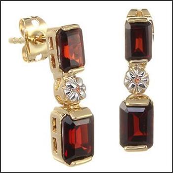 New 3.52 CTW Natural Garnet & Diamond Designer Earrings MSRP $1,385!