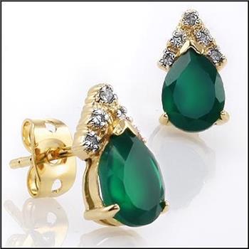 New 2.08 CTW Natural Green Agate & Diamonds Designer Earrings MSRP $1,375!