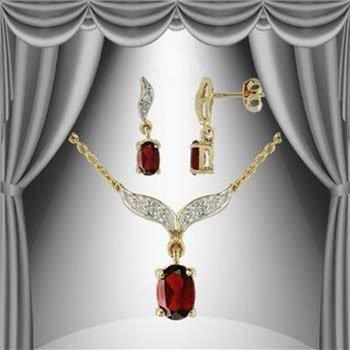 New 1.74 CTW Natural Garnet & Diamonds Designer Set MSRP $1,885!