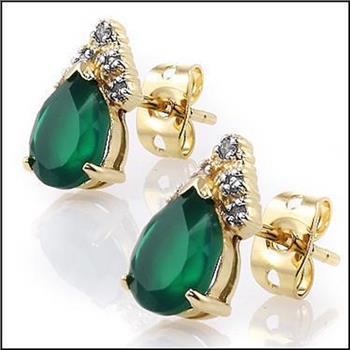 New 2.08 CTW Natural Green Agate & Diamonds Designer Earrings MSRP $1,375!