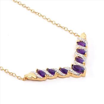 New 1.76 CTW Natural Amethyst & Diamond Designer Necklace MSRP $1,665!
