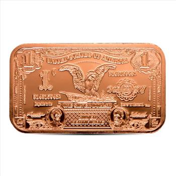 Great Invetment! Copper Bar $1 Banknote, 1 AVDP Oz, .999 Pure Copper