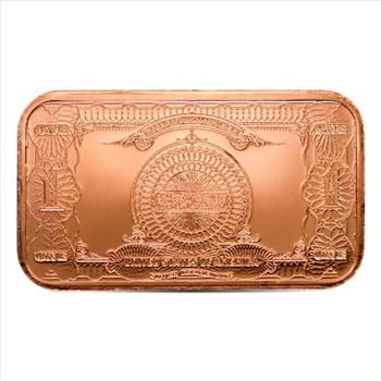 Great Invetment! Copper Bar $1 Banknote, 1 AVDP Oz, .999 Pure Copper