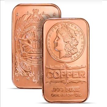 Great Invetment!  Copper Bar Morgan Head, 1 AVDP Oz, .999 Pure Copper