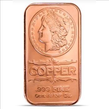 Great Invetment!  Copper Bar Morgan Head, 1 AVDP Oz, .999 Pure Copper