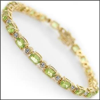 New! 9.03 ctw Natural Peridot & Diamonds 18KGP Designer Bracelet Size 7.7