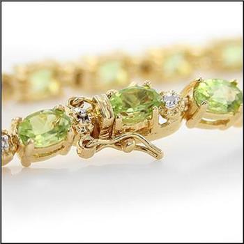 New! 9.03 ctw Natural Peridot & Diamonds 18KGP Designer Bracelet Size 7.7