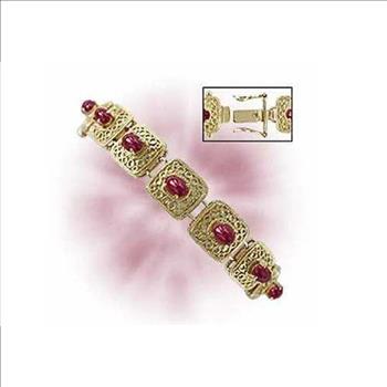 New! 8.18 ctw Natural Ruby 18KGP Designer Bracelet Size 7.9