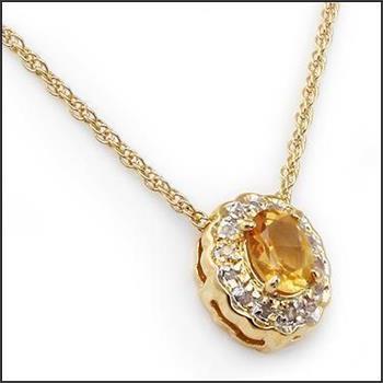 New! 0.82 Ctw Natural Citrine Diamond Designer 18KGP Pendant/Necklace MSRP $1,785!